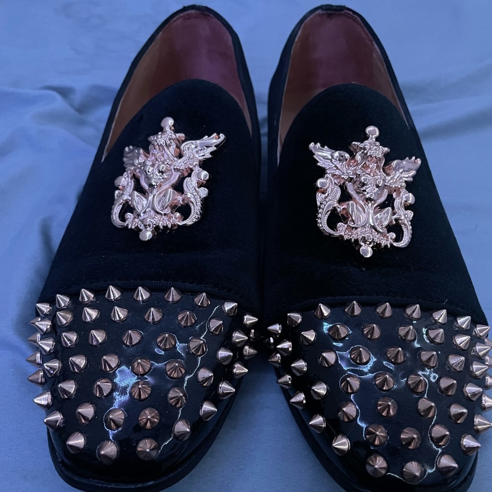 Gold & Black Dress Shoes Loafers Size 8